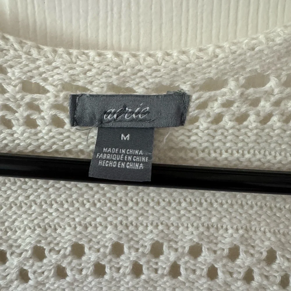 Aerie White Crochet‎ Long Fringe Vest Size Medium